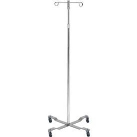 DRIVE MEDICAL Drive Medical 13033 Economy Removable Top IV Pole, Chrome Plated Steel, 2 Hook, 40"- 82" Height 13033